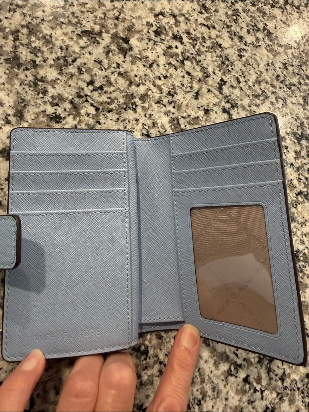 Michael Kors Pale Blue Wallet with Silver Logo